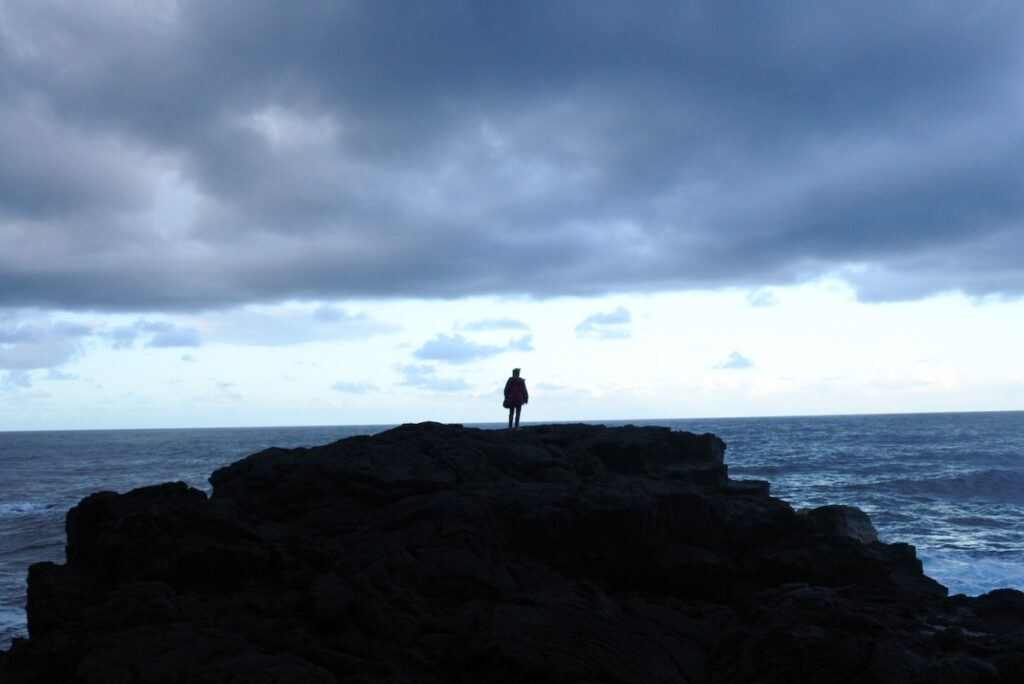 Marcheur sur la coulée d elave du Tremblet