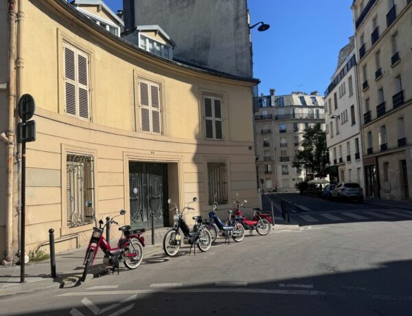 The vintage mopeds parked in the fourteenth arrondissement.