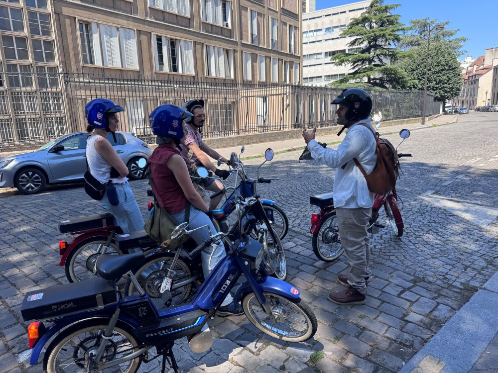 Luca is telling us all about the history of the village of Paris.
