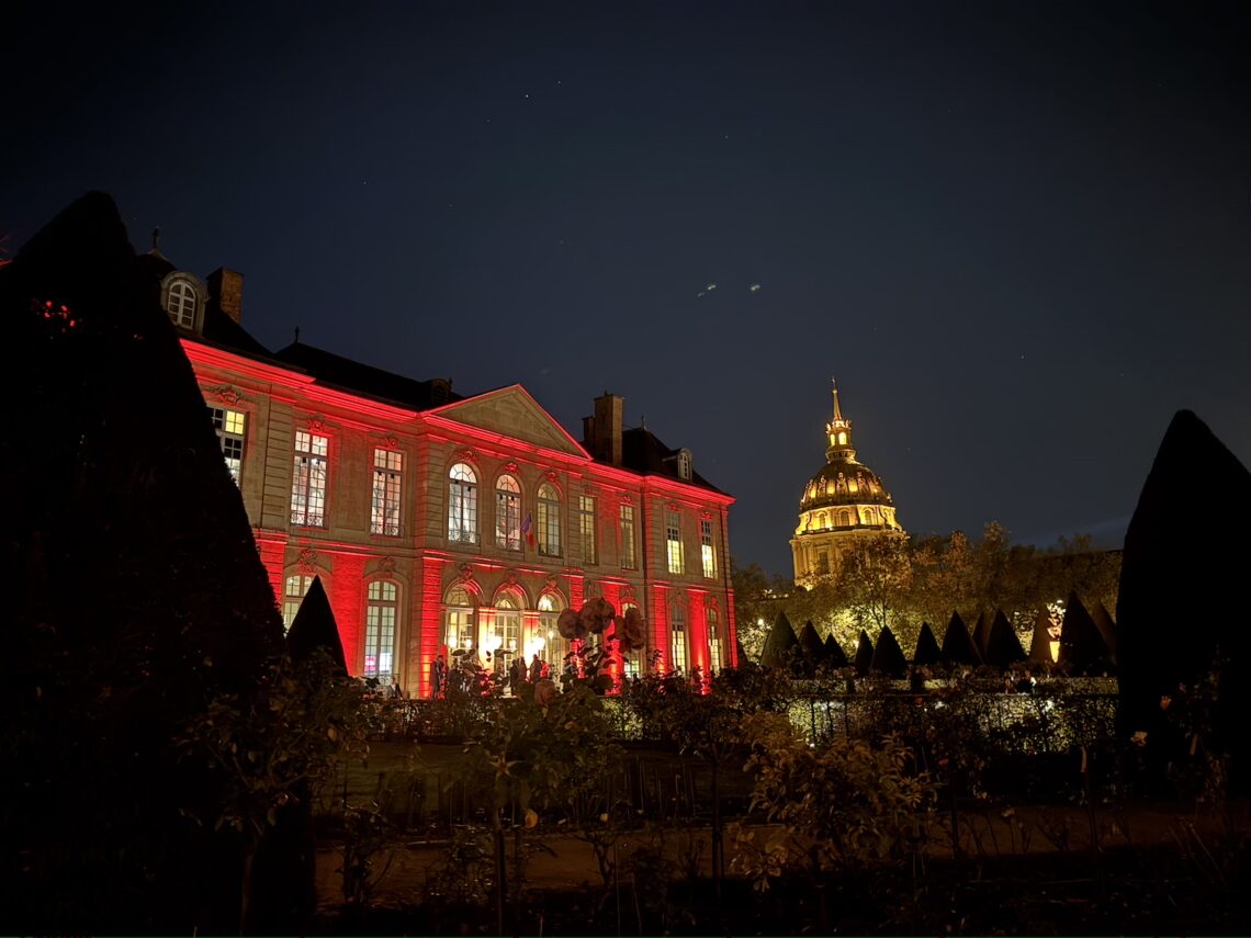 Musée Rodin on Halloween Night with red lights
