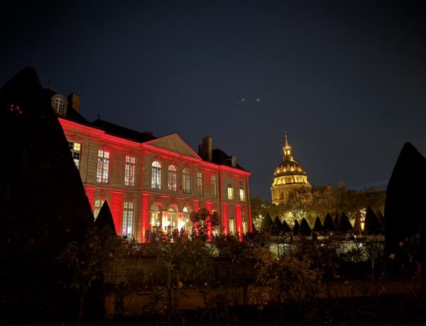 Musée Rodin on Halloween Night with red lights