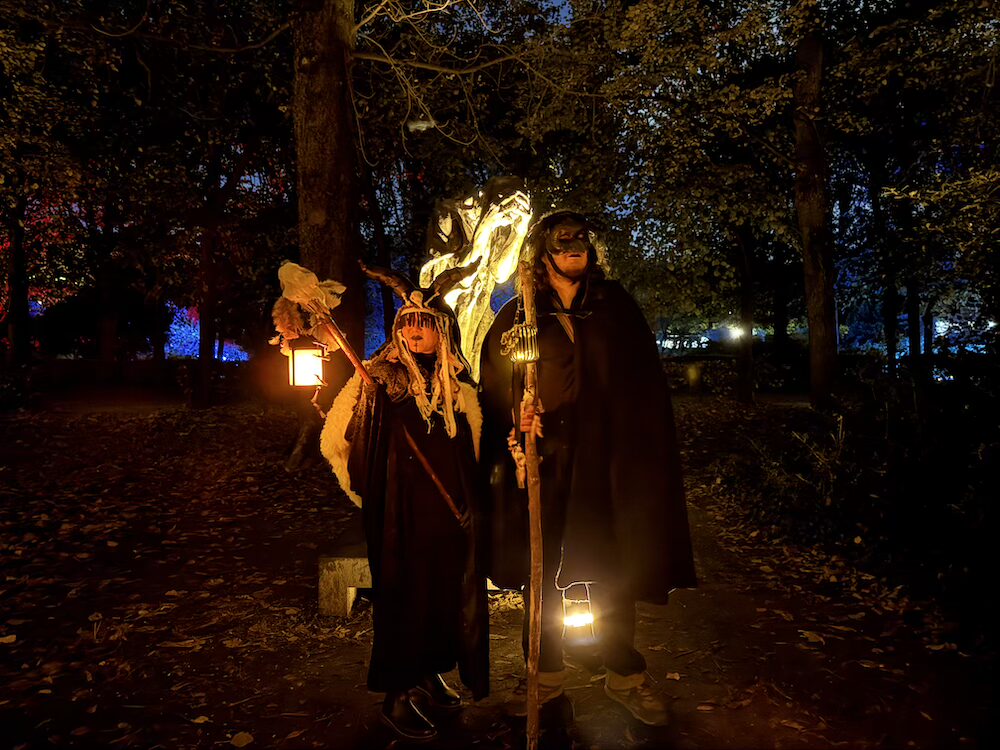 Costumes of shaman and raven for Halloween